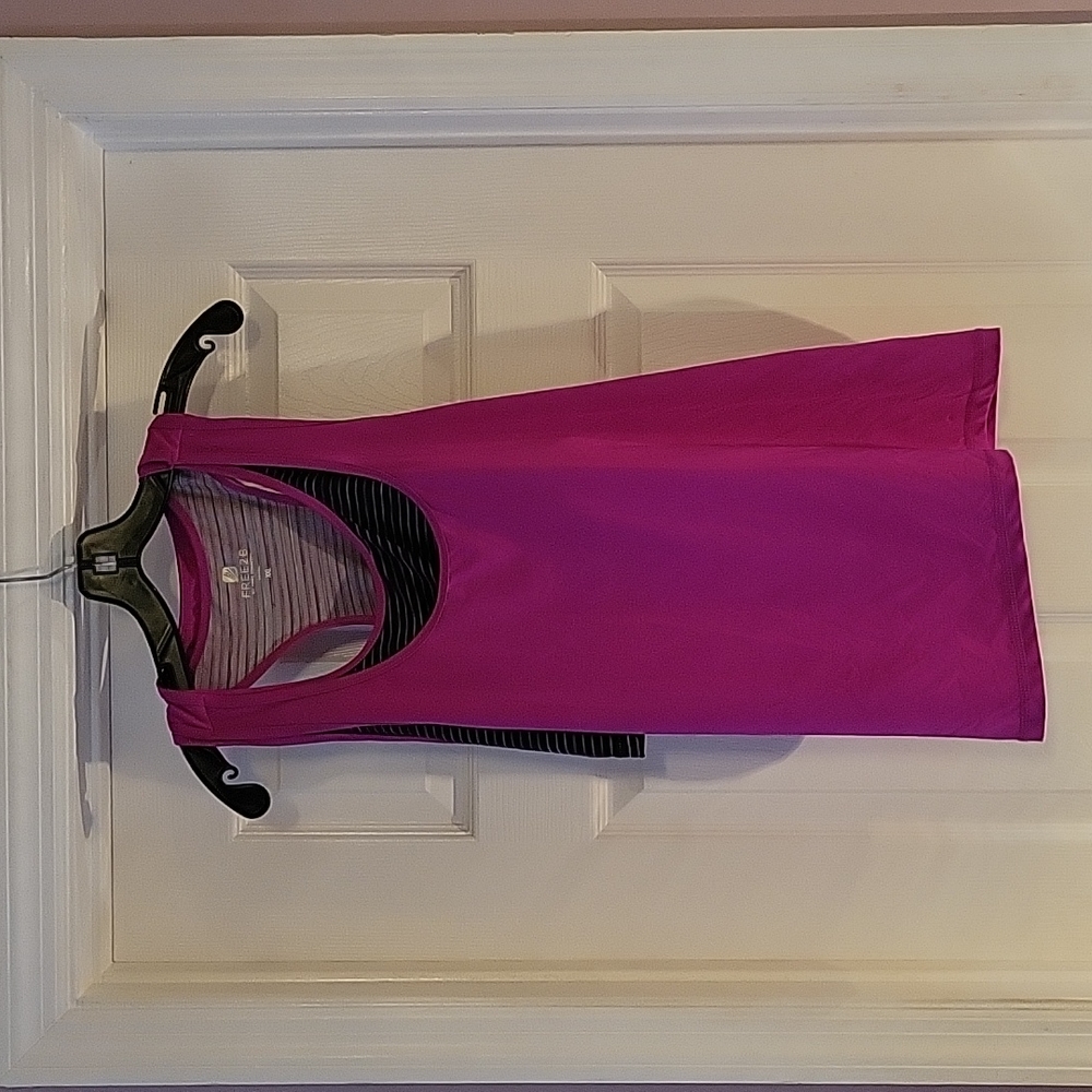Athletic work out tank with attached bra